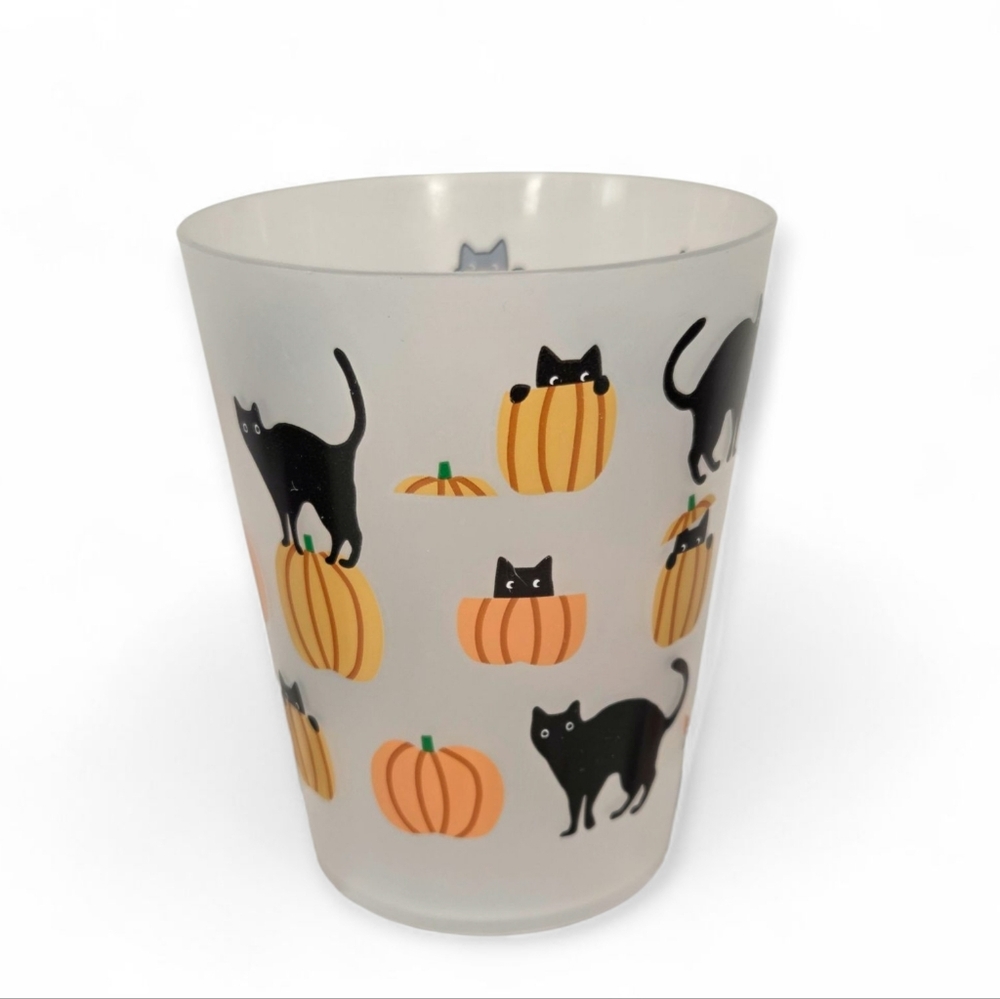 Black‎ Cat and Pumpkin Themed Halloween Plastic Drinking Cup Set